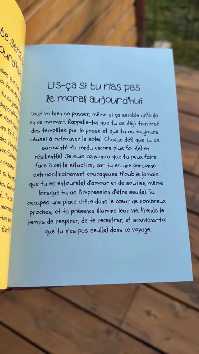 Une page du livre pour les jours où le moral est bas