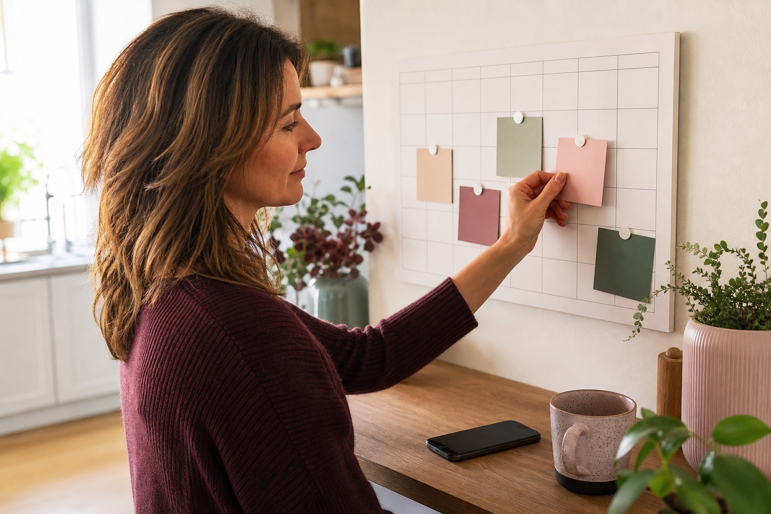 Femme conservant ses propres projets dans son agenda au début d’une relation