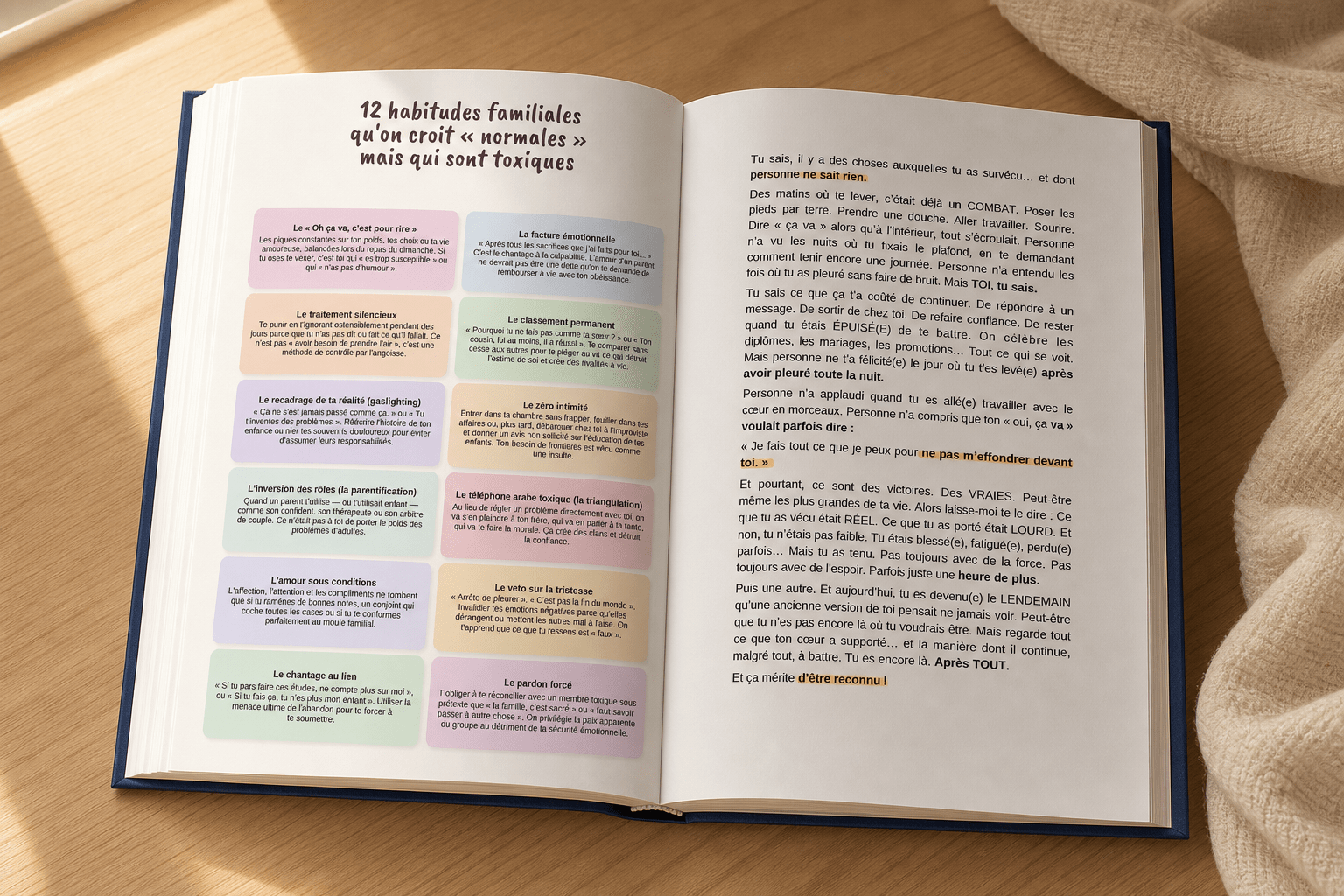 Pages du livre consacrées aux relations familiales