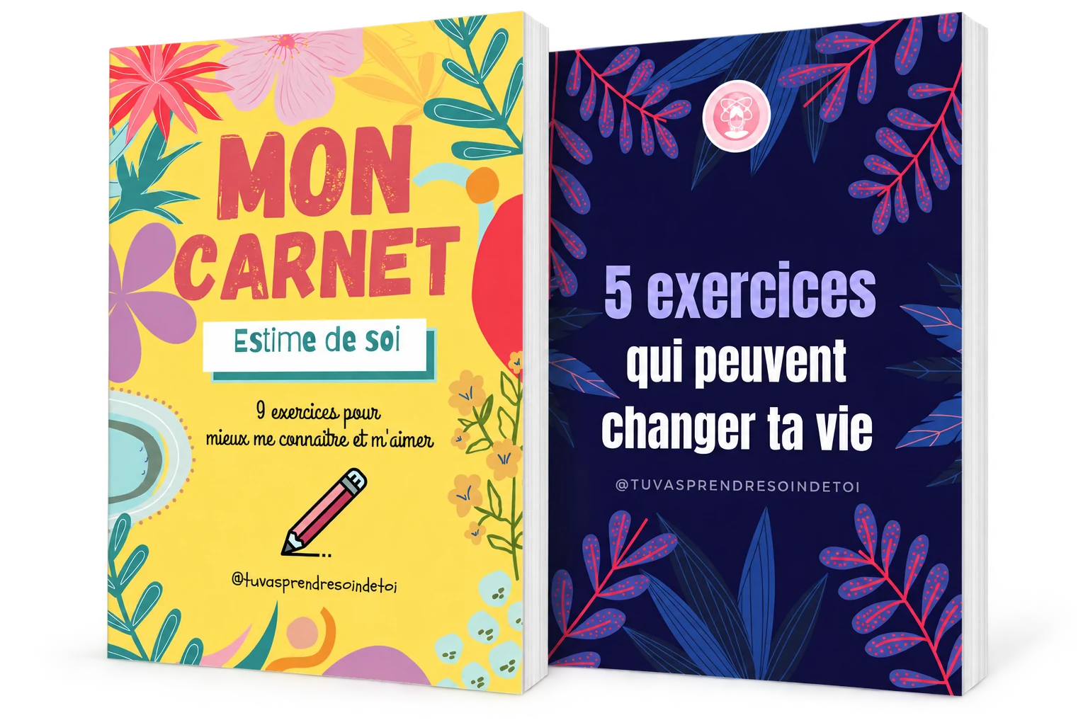 Les deux carnets PDF gratuits : Mon carnet estime de soi et 5 exercices qui peuvent changer ta vie